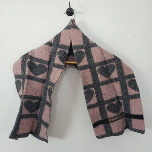 Moschino Pink Grey Wool Scarf Weighted Possibly Shrunk 10" x 44"